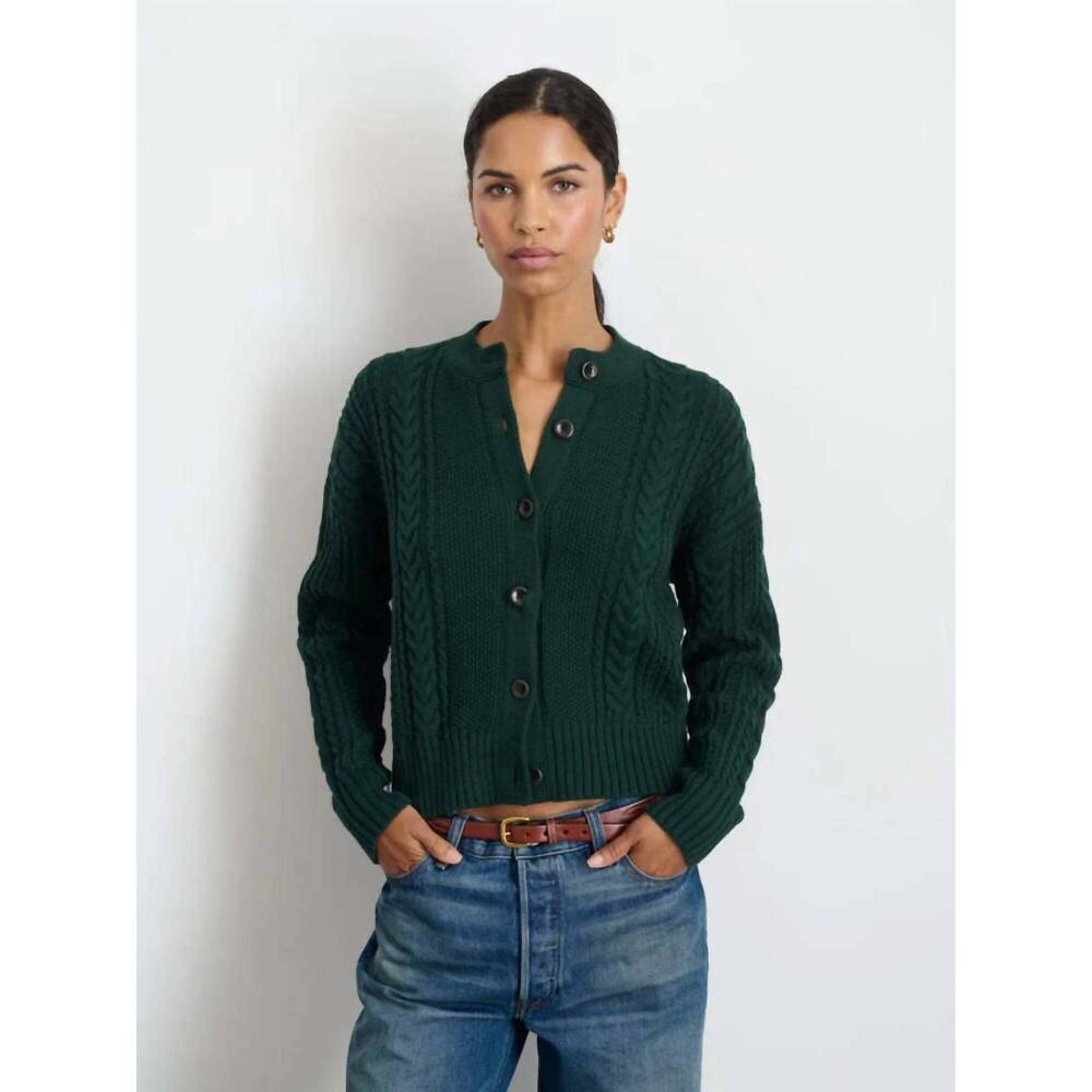 NEW ALEX MILL nico cable knit cardigan in evergreen